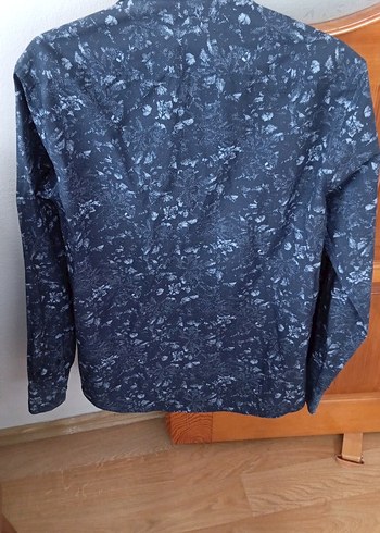 Lacivert Uzun Kollu Batik Desenli Erkek Gömlek - Görsel 3