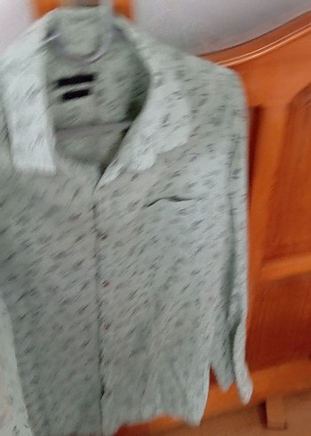 Yeşil Baskılı Pamuklu Uzun Kollu Erkek Gömlek - Görsel 2