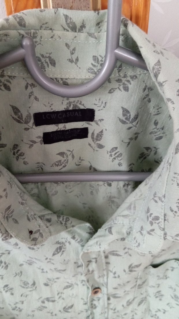 Yeşil Baskılı Pamuklu Uzun Kollu Erkek Gömlek - Görsel 3