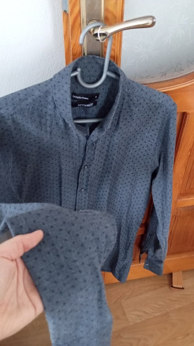 Gri Erkek Keten Uzun Kollu Gömlek - Görsel 3