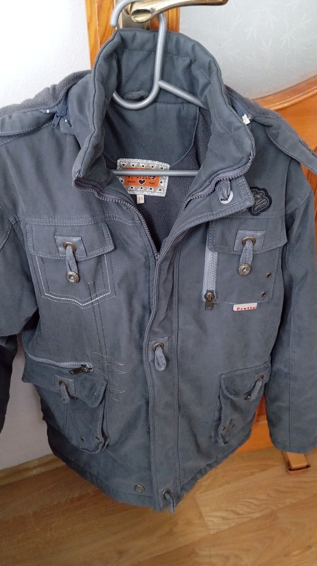 Gri Erkek Çocuk Denim Ceket Düğmeli - Görsel 2