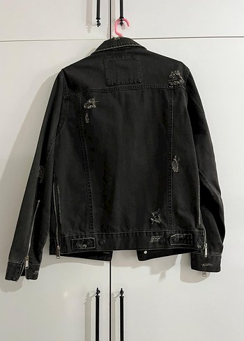 Düğmeli Siyah Denim Kadın Ceket - Görsel 5