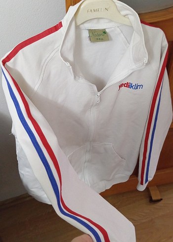 Erkek Beyaz Fermuarlı Spor Ceket - Görsel 3