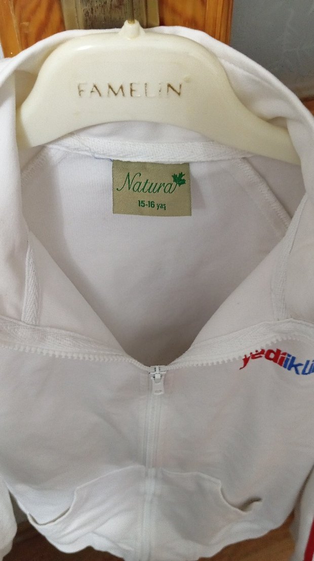 Erkek Beyaz Fermuarlı Spor Ceket - Görsel 4