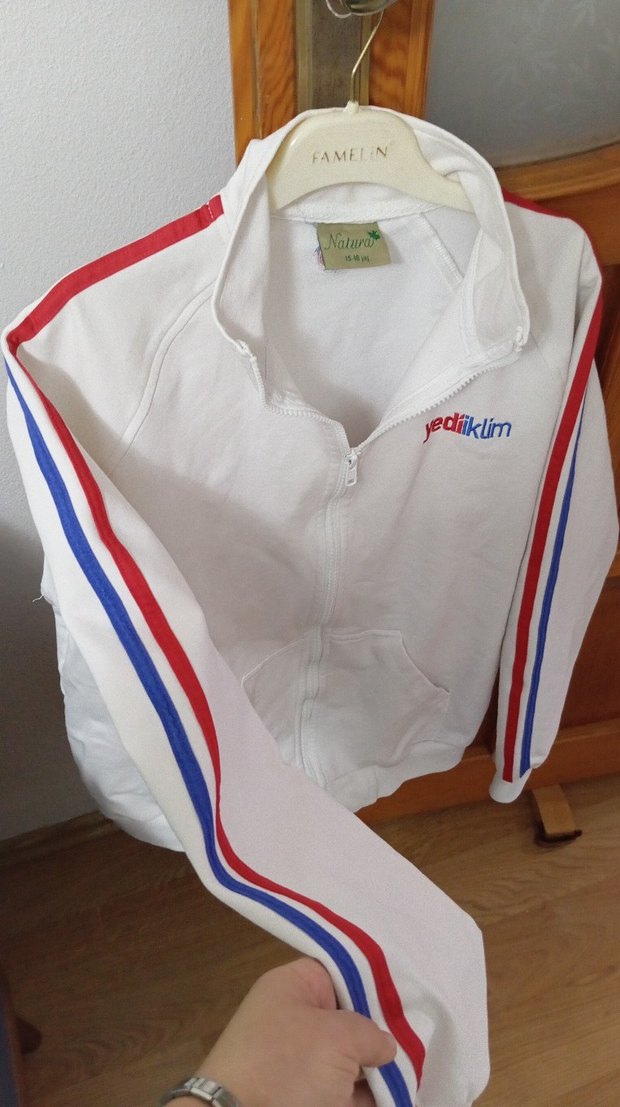 Erkek Beyaz Fermuarlı Spor Ceket - Görsel 3