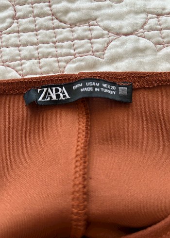 Zara Drapeli Kahverengi Uzun Kollu omuz detaylı elbise