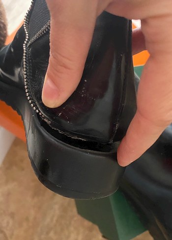 Siyah parlak Rugan Stiletto burun Kadın Bot - Görsel 4