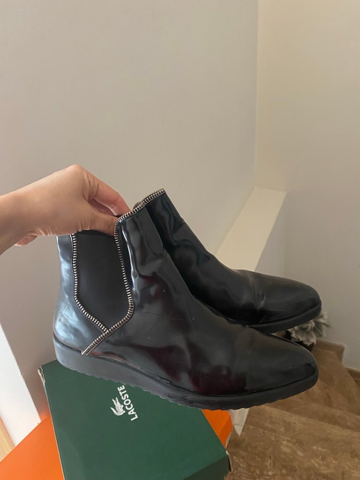 Siyah parlak Rugan Stiletto burun Kadın Bot - Görsel 2