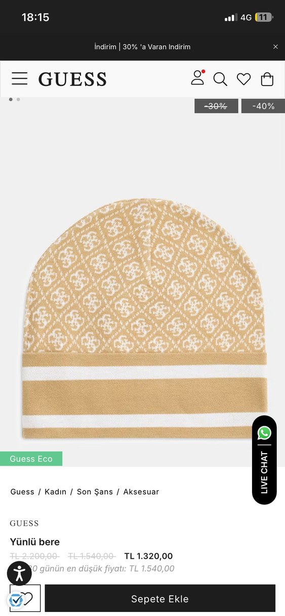 Guess Kadın yün bere - Görsel 2