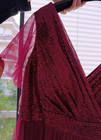 48 Beden bordo Renk Abiye elbise