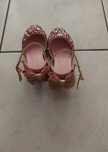 Pembe Simli Kız Çocuk Babet Ayakkabı - Görsel 2