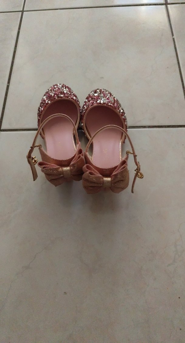 Pembe Simli Kız Çocuk Babet Ayakkabı - Görsel 2