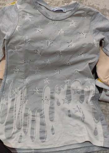 Kız Çocuk Gri Uzun Kollu Payetli elbise - Görsel 3