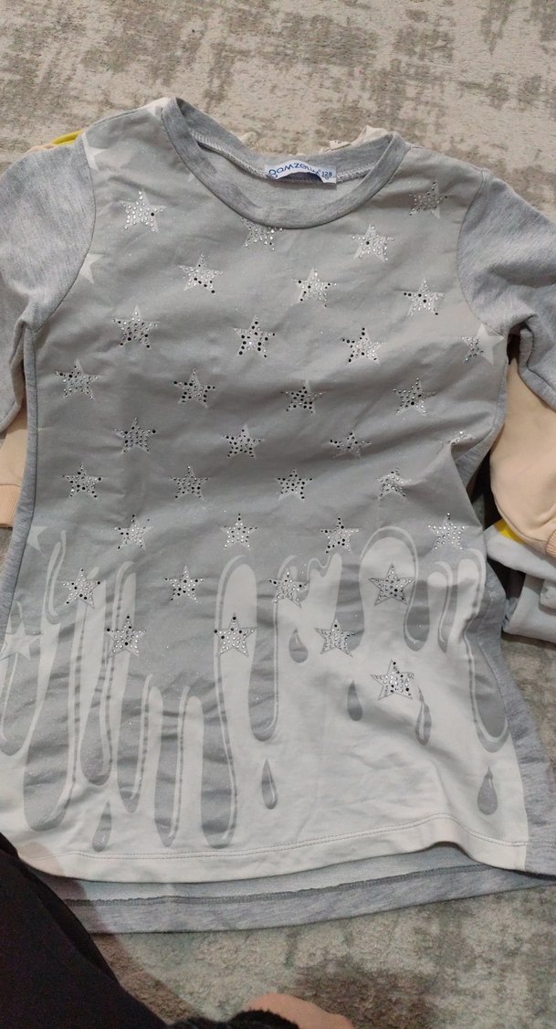 Kız Çocuk Gri Uzun Kollu Payetli elbise - Görsel 3