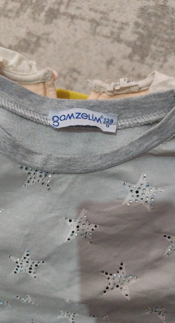 Kız Çocuk Gri Uzun Kollu Payetli elbise - Görsel 2