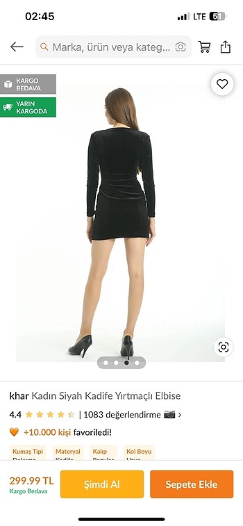 Zara Siyah Kadife Yırtmaçlı Elbise