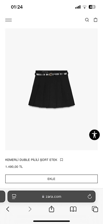 ZARA DUBLE PİLİLİ ŞORT ETEK