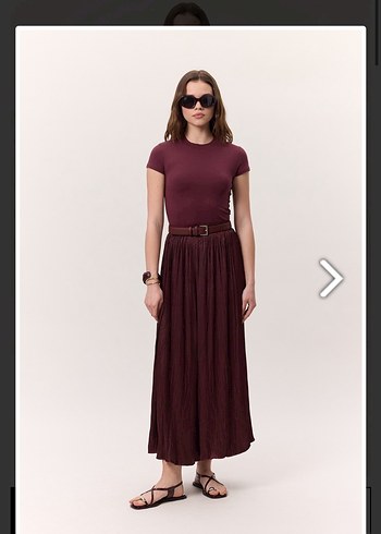 Zara Manuka crush saten etek bordo