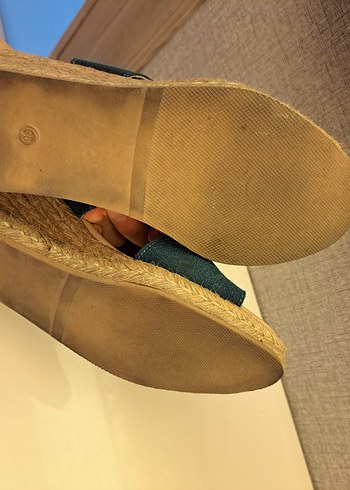 Mavi Kadın Dolgu Topuklu Sandalet hakiki deri inci - Görsel 6