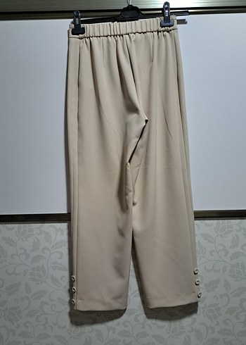 Yusuf Özdemir sentez Bej Düğmeli Kadın Kumaş Pantolon - Görsel 3