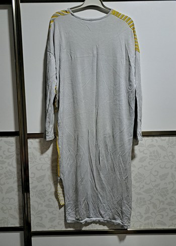 Sarı Gri Uzun Salaş Kadın Tunik tığ triko invee - Görsel 4