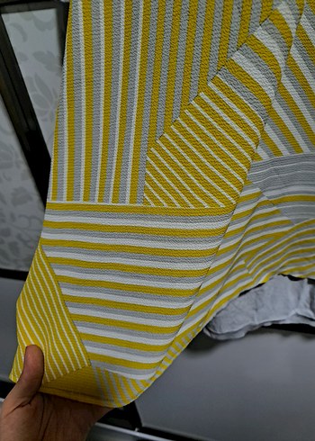 Sarı Gri Uzun Salaş Kadın Tunik tığ triko invee - Görsel 2