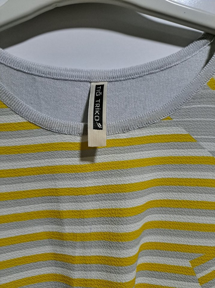 Sarı Gri Uzun Salaş Kadın Tunik tığ triko invee - Görsel 3