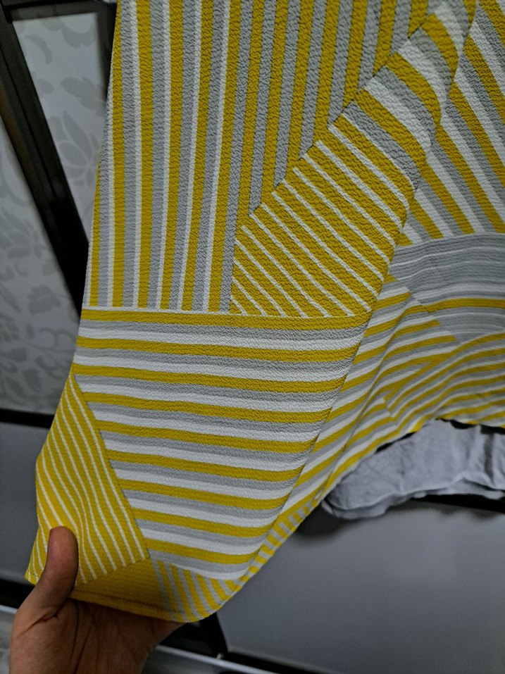 Sarı Gri Uzun Salaş Kadın Tunik tığ triko invee - Görsel 2