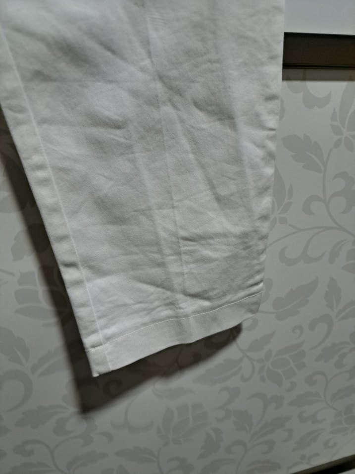 Beyaz Keten Midi Kumaş Kadın Pantolon - Görsel 2