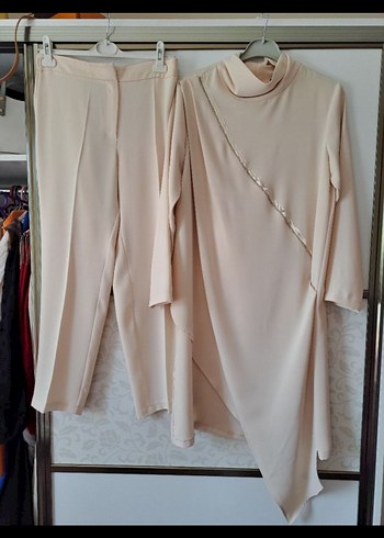 Bej Kadın Uzun Kollu Asimetrik Takım qupra ghisa venöve - Görsel 2