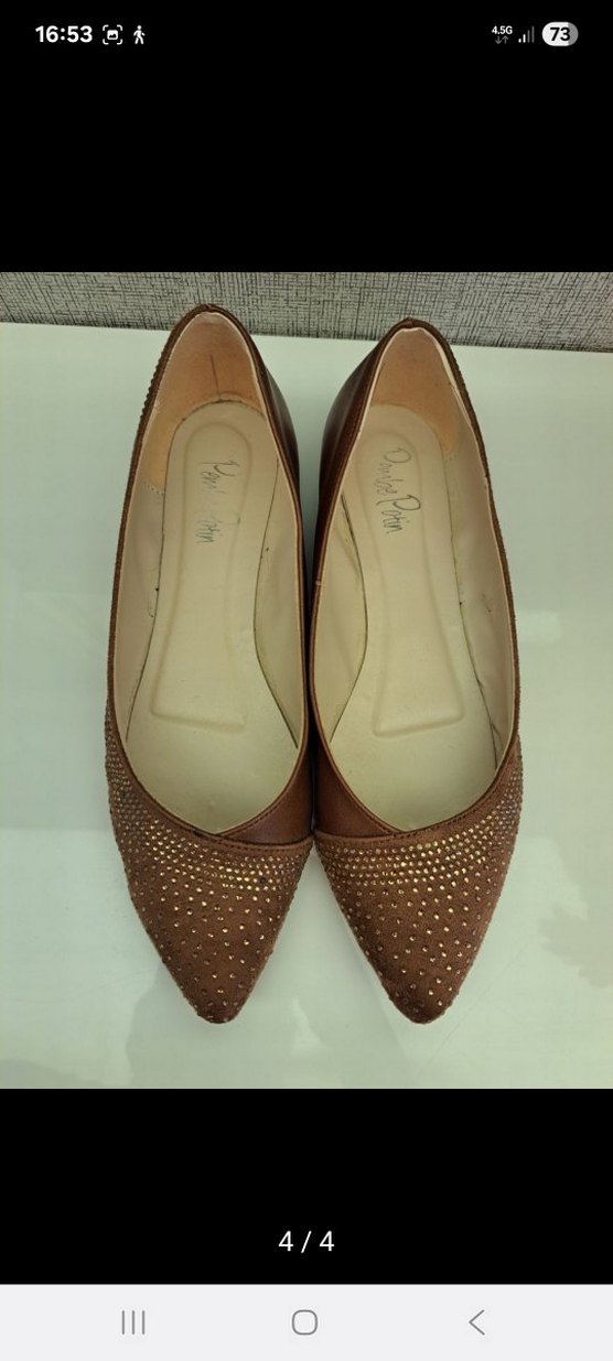 taba renk Süet taşlı  Kadın Babet - Görsel 3