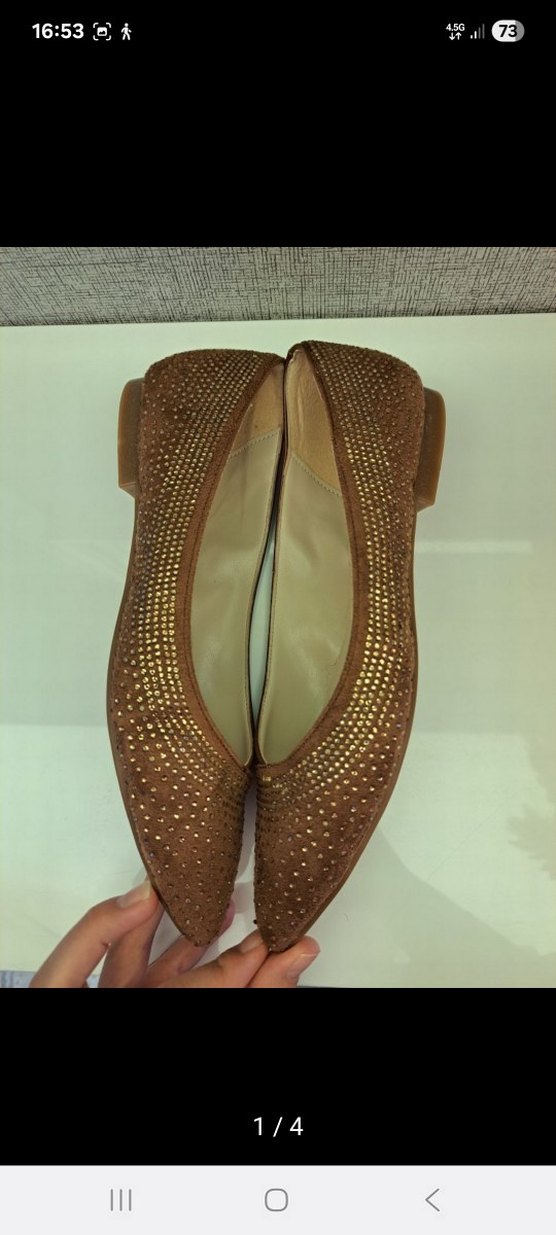 taba renk Süet taşlı  Kadın Babet - Görsel 2