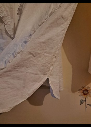 Fırfırlı Beyaz Keten Bohem Gömlek - Görsel 5