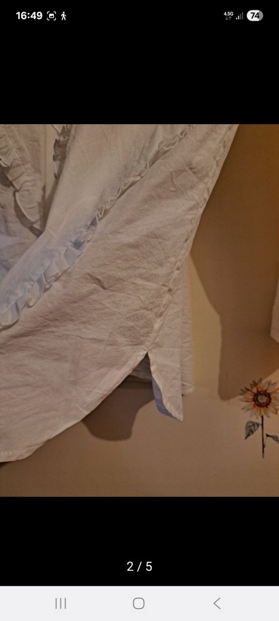 Fırfırlı Beyaz Keten Bohem Gömlek - Görsel 5