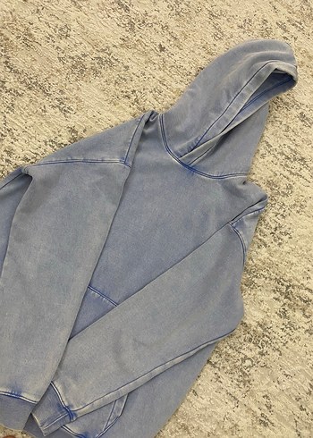 H&M Mavi Denim Kapüşonlu Salaş Sweatshirt