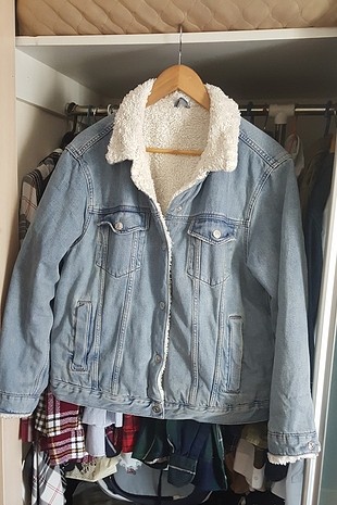 Vintage kürklü kot ceket