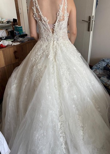 Dantel İşlemeli A Kesim Gelinlik - Görsel 8