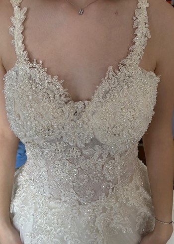 Dantel İşlemeli A Kesim Gelinlik - Görsel 7