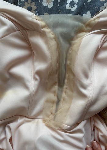 İşlemeli V Yaka Uzun Pudra Abiye Elbise - Görsel 8