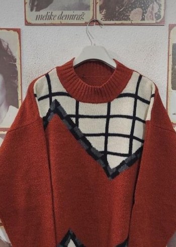 Bohem Desenli Gri Boğazlı Kazak - Görsel 3