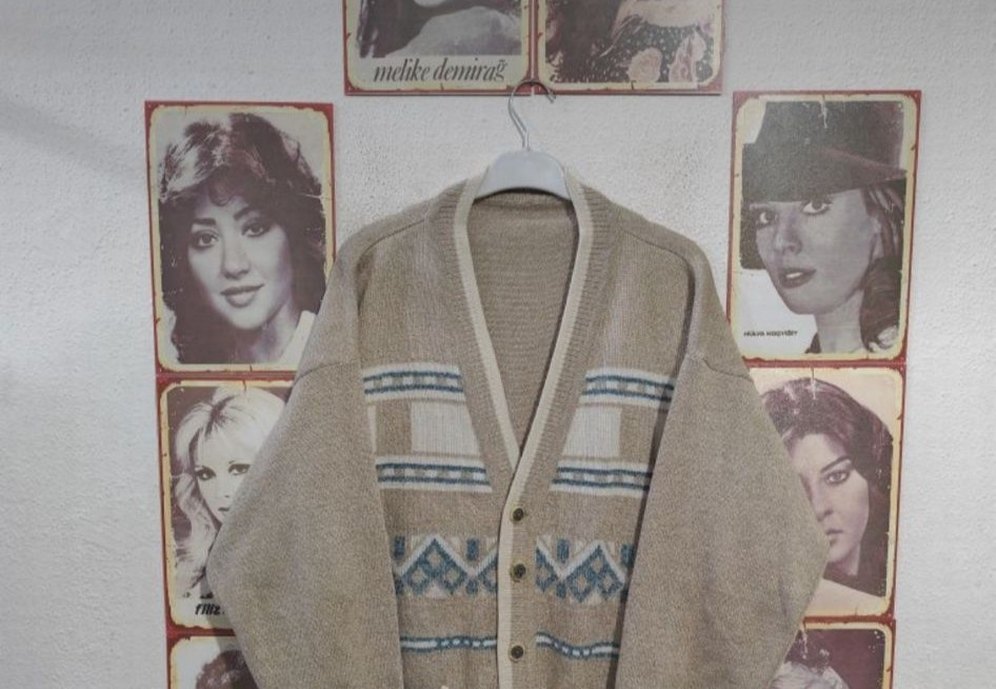 Bohem Desenli Gri Boğazlı Kazak - Görsel 5