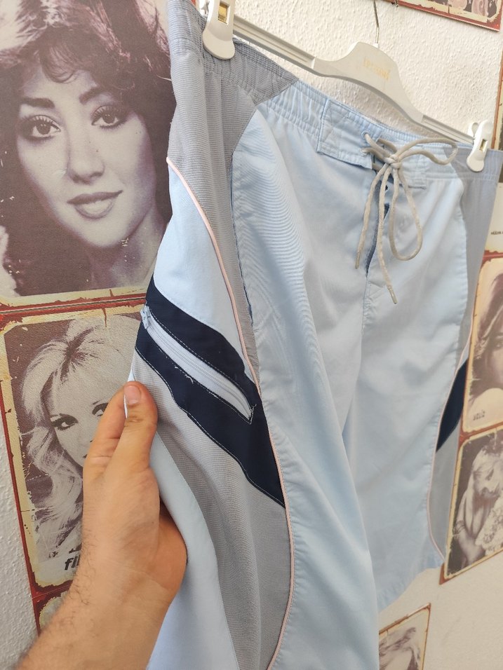 Mavi Gri Kemerli Erkek Mini Şort - Görsel 2