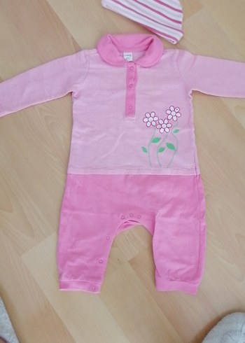 Çiçek Baskılı Pembe Bebek Kız Tulum