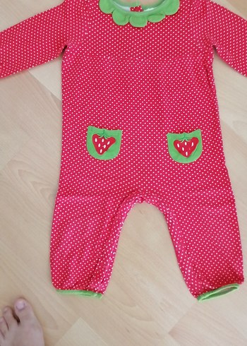 Pembe Puantiyeli penye Kız Bebek Tulum