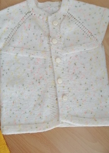 12-18 Ay Beden Sarı Örme Kız Çocuk Kolsuz Hırka