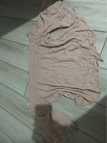 Bershka omzu açık bluz toz pembe