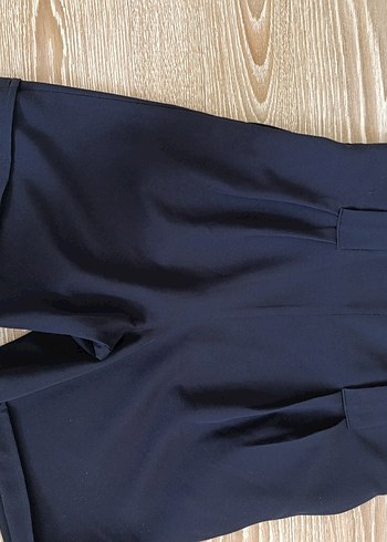 Kadın Lacivert Midi Kemerli Kumaş Pantolon - Görsel 2