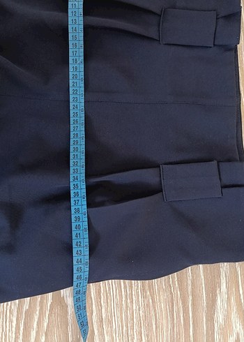 Kadın Lacivert Midi Kemerli Kumaş Pantolon - Görsel 4