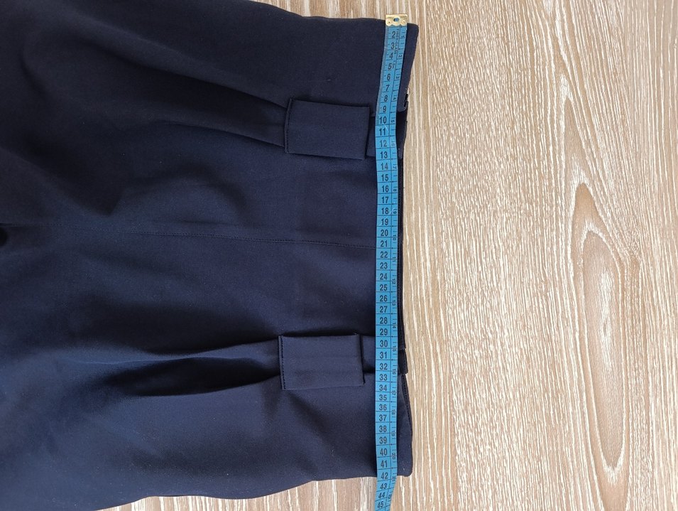 Kadın Lacivert Midi Kemerli Kumaş Pantolon - Görsel 5