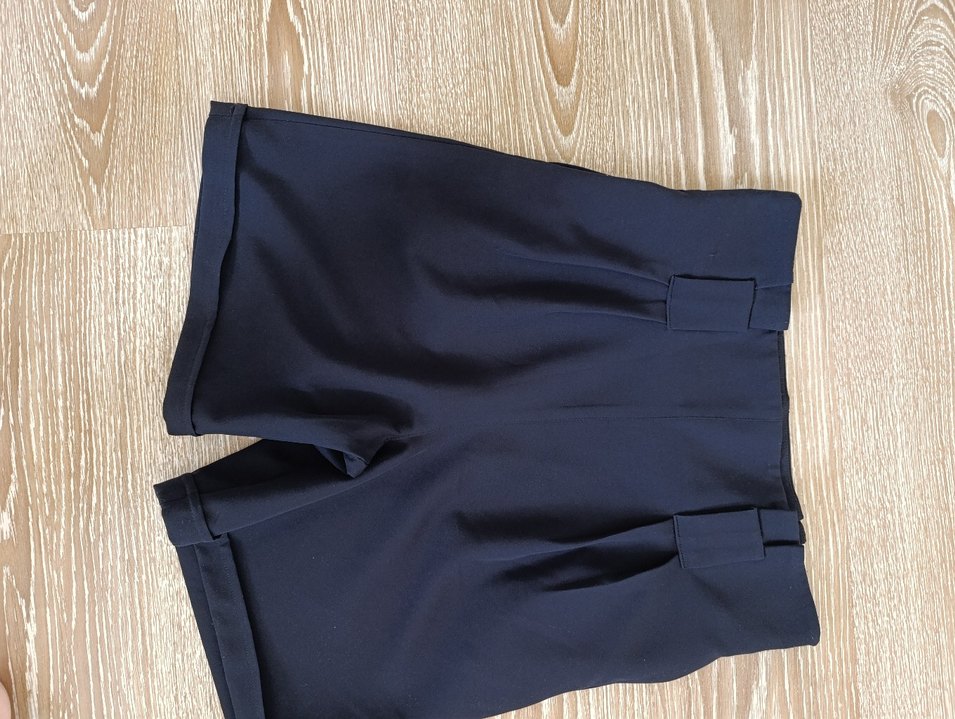 Kadın Lacivert Midi Kemerli Kumaş Pantolon - Görsel 2